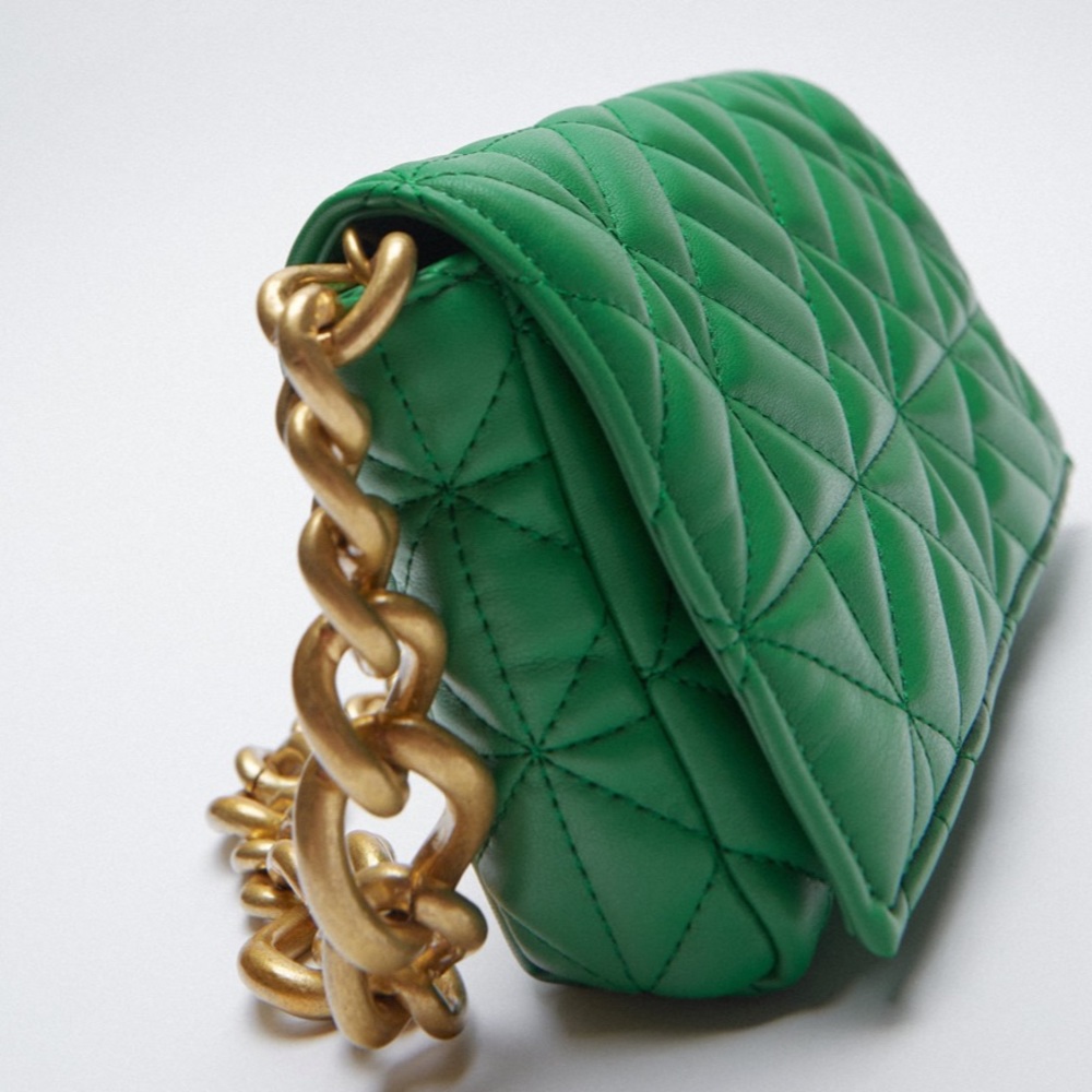 ZARA Quilted Midi Shoulder Bag with Chain - Picture 10 of 10